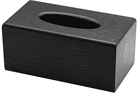 huahuo Tissue Box Wooden Tissue Box Rectangular facial Tissue Dispenser Holder for Kitchen Living Room Restaurant and Hotel(Black)