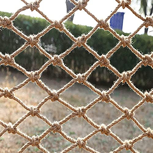 Seil-Kletternetz für Kinder, Outdoor, dekoratives Jute-Hanf, Pflanzen-Gartenbau, dekoratives Geländer, Treppenschutzzaun, Kindersicherheitsnetz, Decken-dekoratives Netz, Hanfseil, Hanfseil, 2 x 2 m