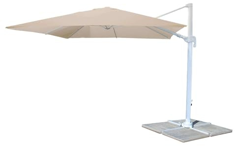milani home - Ombrellone Da Giardino 3x3 Palo Laterale Telo Bianco Per Esterno Giardino, Ristorante, Gelateria Bar Hotel Albergo