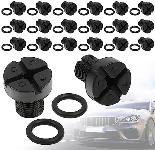 GZLCEU 20 Stk Entlüftungsschraube, Nylon Ablassschraube mit O Dichtring | 17x16mm Kühler Kühlmittel Ausgleichsbehälter für E30 E36 E39 E46 usw(Schwarz)