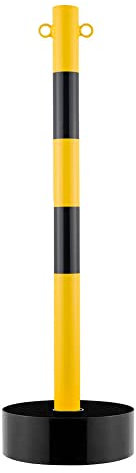 ROBUSTO Kettenpfosten STAHL, gelb/schwarz, 100 cm mit Fuß zum Selbstbefüllen, Ø 30 cm, Art.-Nr. 609009 | Kettenpfosten | Absperrpfosten | Absperrkette