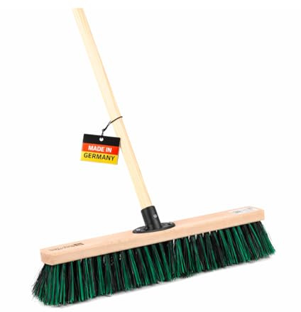 Straßenbesen Besen BawiMix Borsten 50cm mit Stiel 160cm Lang Besenstiel | Allzweck Arenga-Elaston-Borstenmix, mit QuickFix-Halter und Holzstiel