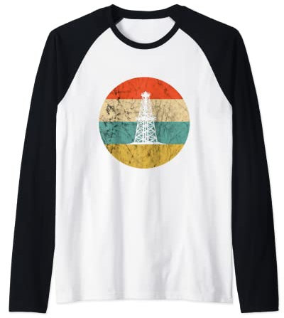 Huilier Vintage Retro Oil Rig Oilman Worker Manche Raglan