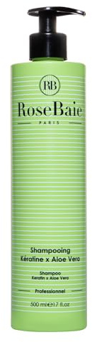 ROSEBAIE | Shampoing Aloe Vera et Kératine | Purification et Hydratation | Détox Anti-Pollution | Racines Grasses Pointes Sèches | Sans Sulfates | Format Économique 500ml