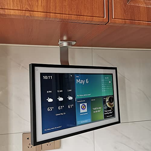 Supporto sotto-armadio, per Amazon Echo Show 15, mantiene l'eco lontano dal bancone e gira da lato a lato, a soffitto o sotto il gabinetto, argento 026-02 IT