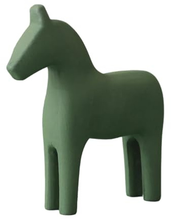 Sewroro Holzpferd Figur Dekofigur Dalapferd Holz Statue Unvollendetes Pferdchen Skulptur Horse Ornamente Deko Objekt Tierfiguren Wohnzimmer Tischdeko