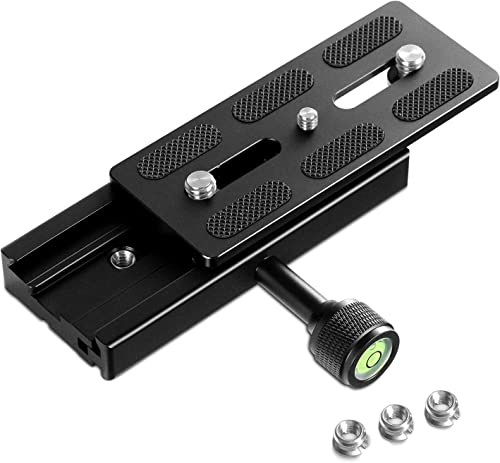 NEEWER 120mm Schnellwechselplatte mit Klemmadapter Set, 3/8 und 1/4 Schraube, Wasserwaage, 3/8 auf 1/4 Schraubenadapter, kompatibel mit Arca Swiss Stativ Einbeinstativ Kugelkopf
