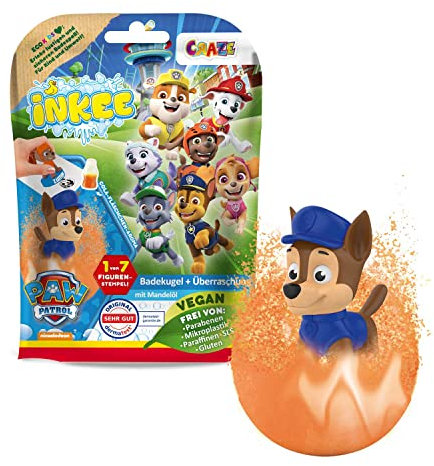 INKEE Surprise Paw Patrol - Badebombe Kinder mit Überraschung, Badekugel 80g mit Paw Patrol Figuren Kinder Stempel, Cola-Gummi Duft, Schaum-Effekt