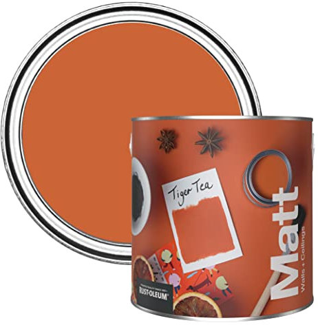 Rust-Oleum ultra strapazierfähige, extra deckende, abwaschbare, orange matte Wandfarbe - Chai Tee 2,5 Litres