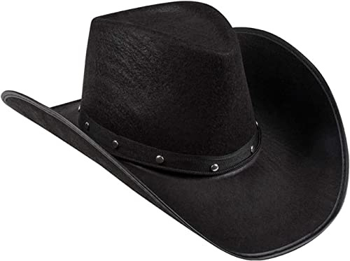 Brandsseller karneval huvudskydd/hatt/mössa kostym/karneval/ – [motiv: Cowboy] dam/herr västernhatt (svart/nitar)
