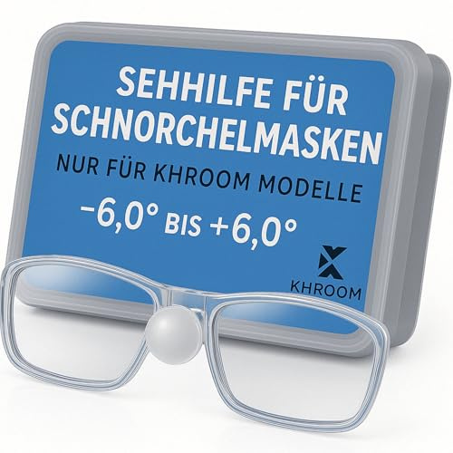 Khroom Sehhilfe für Schnorchelmasken bis 8 Dpt | Optische Linsen | Für Kurz- & Weitsichtige | Speziell für Khroom Schnorchelmasken | Montage per Saugnapf | Pro Auge wählbar
