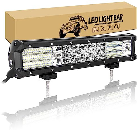 RIGIDON Rampe Barre de Led 4x4, 38 cm 15 pouces 390W Feu Antibrouillard | 12V 24V Longue Portee Barre Lumineuse Led de Travail Etanche pour Offroad Véhicules Voiture Camions Tracteur, 6000K Blanc