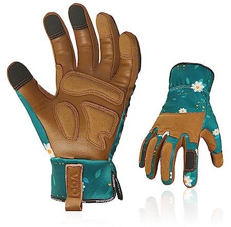 Vgo... Guanti da Lavoro Donna Touchscreen in Caprina Pelle, Guanti Antivibrazione per Giardinaggio Legnameria Montaggio, 1 paio