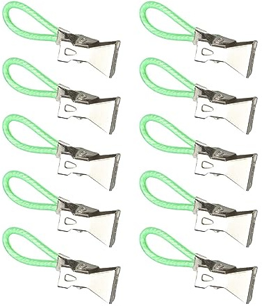 MagiDeal 10 Pieces Tea Towel Hanging Clips Metal Kitchen Towels Clips with Hanging Loop Cloth Hanger Hanging Clothes Pegs for Tea Towels Oven Mitts, green