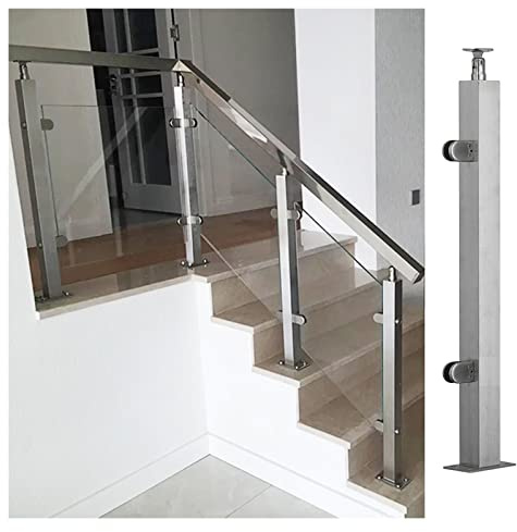 NEZIH Poste de Balustrade En Verre En Acier Inoxydable, Plancher Du Sol Commercial Balustrade En Verre Pour Le Couloir de Garage Mezzanine/Color Gray/115Cm/45.3In