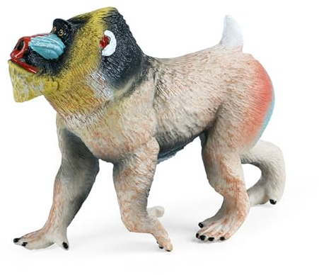 JOKFEICE Tierfiguren, Realistischer Mandrill als Feen-Garten-Accessoire, Lernspielzeug als Weihnachts- oder Geburtstagsgeschenk und Kuchendeko für Kinder