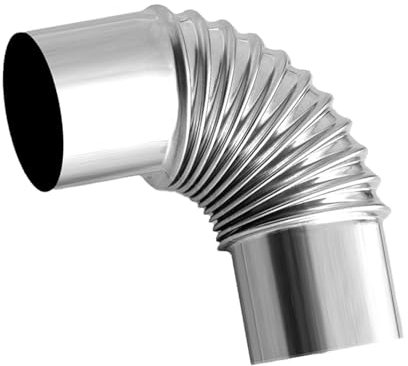 Tuyau Coudé à 90° en Acier Inoxydable pour Poêle, Tuyau de Cheminée Chaudière pour l'Extérieur, Ø 100 mm