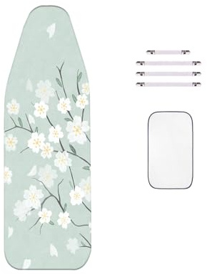 WTAIS Cotone - Copriasse da Stiro, 160x60cm, Misura Extra-Large Pink Flower Spessore A 2 Strati - ASSE Stiro Coperture, con Rete Isolante E Chiusure