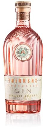 Thinkers Israeli Sunset Pink Gin - The Spirit of Romance | Pink Graoefruit Peel, Strawberry, Rose Petal - Winner Of Platinum Medals For taste And Bottle Design