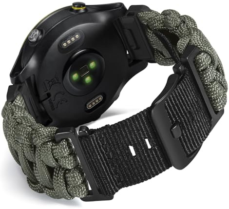 BINLUN Kompatibel mit Garmin Armband Nylon Paracord 550 20MM/22MM/26MM Militär Sports Robustes Für Quickfit-Armband Geflochtene Ersatzarmband Passt Für Fenix/für Forerunner/Für Descent/Für Instinct