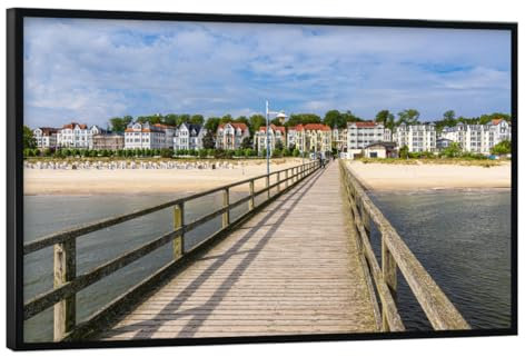artboxONE Poster mit schwarzem Rahmen 60x40 cm Natur Seebrcke in Bansin - Bild seebrcke bansin frhling