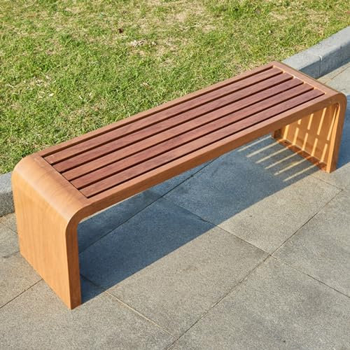 DJJYCTNM 2-Personen-Außenbank, Gartenbänke aus Metall, wasserdichte Gartensitz-Lattenbank, Rechteckiger Essplatz für Hof, Park und Balkon(Brown,180x40x45cm/71x16x18in)