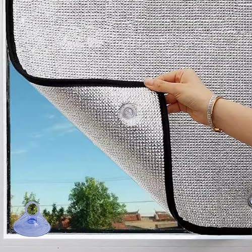 KDDFN UV-Schutz Fensterfolie,Spiegelfolie,100% Verdunkelungsfolie,Sonnenschutzfolie aus Aluminiumfolie,Wärmereflektierende Isolierfolie,für Haus Geschäfte Büro,mit Saugnapf (160x260cm/63 x102)