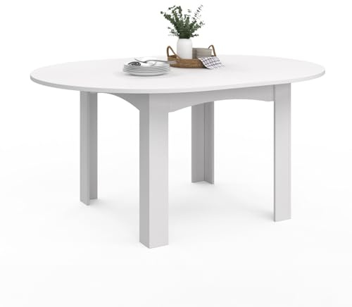 IDMarket - DONA mesa de comedor redonda extensible 4-8 personas blanco 110-150 cm