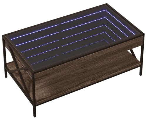 vidaXL Coffee Table with Infinity LED Brown Oak 90x50x38 cm