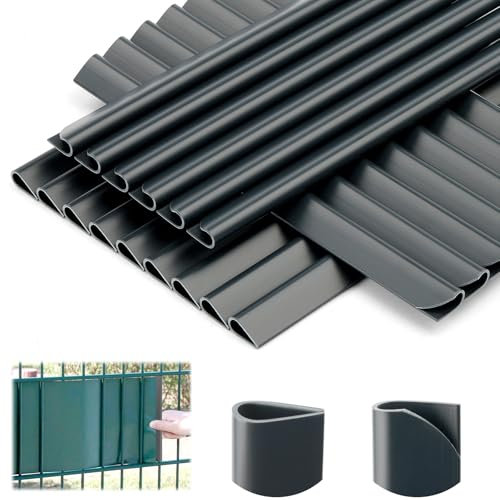 Lot de 35 clips de fixation en PVC - Brise-vue - Rails clipsables pour bandes brise-vue - Clôture à double fil - Pour clips de fixation - Portail de jardin - Balcon - Film (gris)