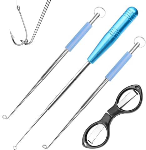 TPTGIAR 3 stycken krokborttagare, fiske med fällsax, snabb rostfritt stål kroklösare, fiskekrokborttagare Disgorge med magneter, bärbara fisketillbehör för stora och små fiskekrokar