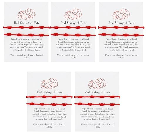 BORISCA 10 Pezzi Bracciale Sette Nodi Rosso, Regali Di Coppia Bracciale di Coppia Nodo, Lavoro a Maglia Fatto a Mano Bracciale Filo Rosso del Destino, una Testimonianza di Amore, Amicizia e Affetto