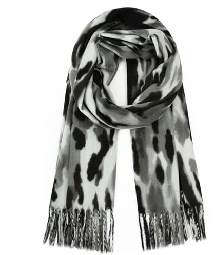 Glamexx24 Damen XXL Schal Kuscheliger warmer Leoparden Muster 3 farbiger Fransen Poncho Schal Oversized Deckenschal