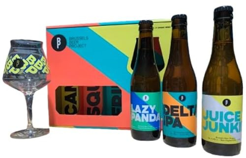 Coffrets Brussels bèlge 3 bières + 1 verre dégustation TEKU 5% IPA - PANDA - JUNKIE - 33cl.