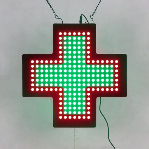 Letrero LED de cruz médica, letrero de neón de cruz dispensario, 13.7 x 13.7 pulgadas, 3 modos de luz, para iglesia, farmacia, medicina química, clínica, hospital