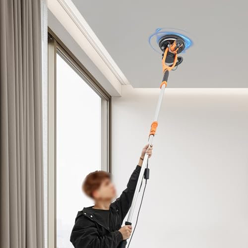Apriltop 750W Levigatrice Elettrica per Soffitti e Pareti con Aspirazione Della Polvere, Levigatrice per Cartongesso da 800-1800 Giri/Min. a Velocità Variabile, Arancione