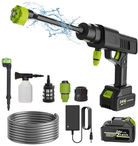 Idropulitrice senza fili da 21 V, 120 bar, idropulitrice ad alta pressione con display a LED da 1000 W, ugelli spray 6 in 1, idropulitrice portatile senza fili con batteria, idropulitrice per auto per