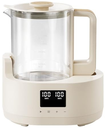 800W Electric Smart Maker Kettle Pot, 1.2L All Glass Thermostatic Kettle, 35-95℃ Adjustable Per Degree, Clear Dual Temperature Digital Display, for Mix Milk, Stew, Health Tea, Boil