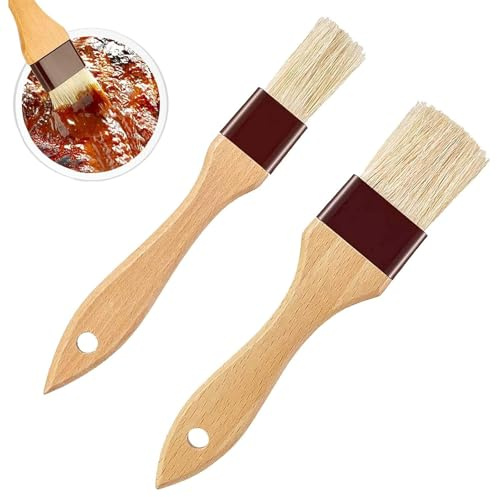 2PCS Pastry Brushes, Basting Brush, Oil Brush, Cooking Brush, Wooden Pastry Brush, BBQ Basting Brush, Sauce Brushes, for Bread Dough BBQ Sauce Baking Cooking