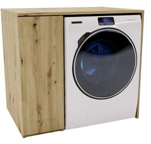 MRBLS_HOME Armadio coprilavatrice e asciugatrice 96 x 88.5 x 62 cm (L x A x P) mobile bagno lavanderia moderno minimalista armadio salvaspazio con scomparto laterale portaoggetti (Artisan)