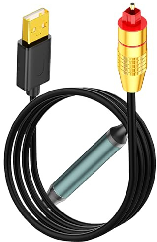 MISYNLON Câble adaptateur USB vers audio optique, unidirectionnel USB A mâle vers port SPDIF compatible avec PS5, PC, ordinateur portable, barres de son Windows 10/11-2 m