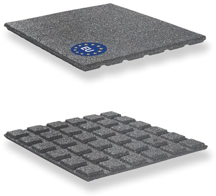 Gartenpirat Fallschutzmatte 50x50 cm Stärke 25 mm grau Gummimatte für Rutsche Spieltürme Schuakel Bodenschutzmatte rutschfest wetterfest innen außen