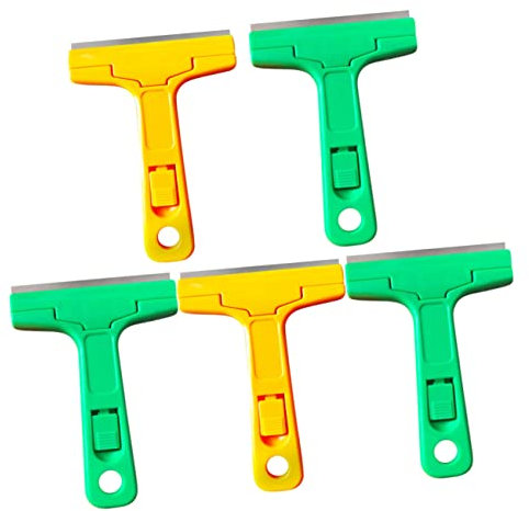 Alipis 5piezas Espátulas De Plástico Multifuncionales Para Limpieza y Alisado De Masilla Herramienta Raspadora De Lechada Para Azulejos y Mármol Mango Antideslizante Colores Aleatorios