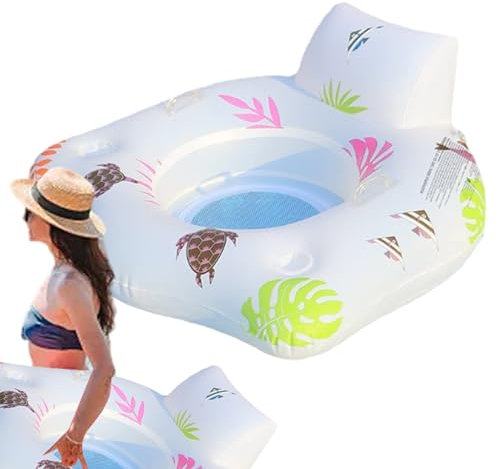 Pool-Float-Liege,Pool-Liege,Poolfloß mit Getränkehalter, Pool-Wasserhängematte mit Getränkehalter und farbwechselnden Lichtern, Pool-Schwimmer für Erwachsene, Schwimmbecken