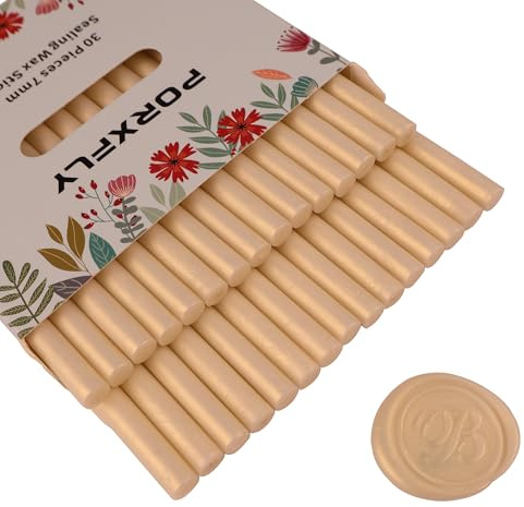 30 Pezzi 7mm Sigillare Bastoni di Cera per la Pistola di Colla, PORXFLY Mini 0,28 pollici Bastoni di Cera Sigillo per le Buste di Carte, Inviti a Nozze, Confezioni Regalo (Bianco Giada)