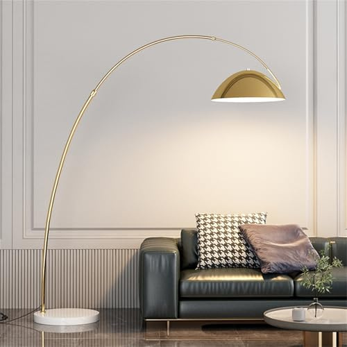Lámpara de pie de arco para sala de estar, moderna lámpara de pie con 3 temperaturas de color y cabezal ajustable, 178 cm de alto con interruptor de pie, luz de lectura arqueada para dormitorio y ofic