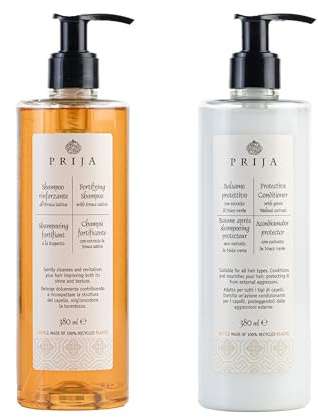 Prija Coffret Soin des Cheveux avec Après-Shampooing Protecteur et Shampooing Fortifiant et Renforçant pour Plus de Brillance et de Force 2 x 380ml