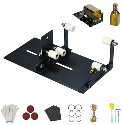 Nuvollo Flaschenschneider, 19 Stücke glasflaschenschneider DIY Set für präzises Schneiden von runden eckigen Flaschen 14 cm flaschenschneider für glasflaschen inkl Schleifpapier DIY glasschneider