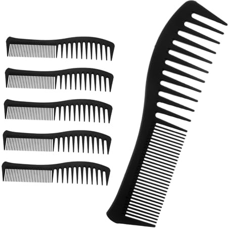 PartyKindom 6pcs Dual Sided Wide Tooth Comb for Women and Men Heat Resistant Hair Styling Tools for Blow Drying Detangling and Everyday Grooming Gentle Fragile Strands with Design