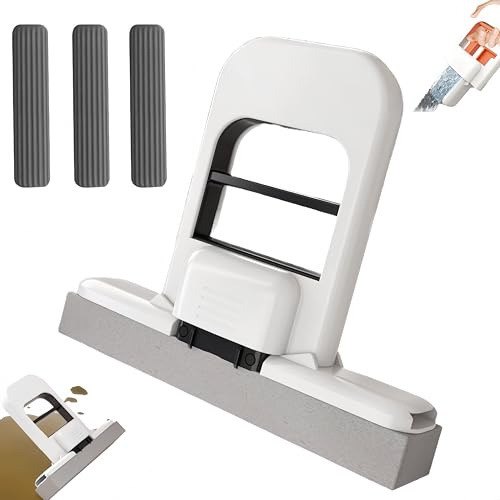 Minitrapeador de Escritorio Plegable, Limpieza en seco y húmedo, trapeadores portátiles autoapretables para Espacios pequeños, baño, Cocina, vajilla, Escritorio y Vidrio (Negro)